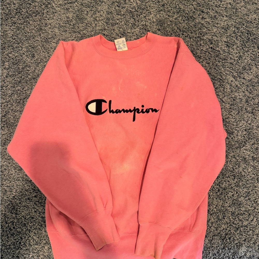 Champion Pink Logo Pullover Sweatshirt